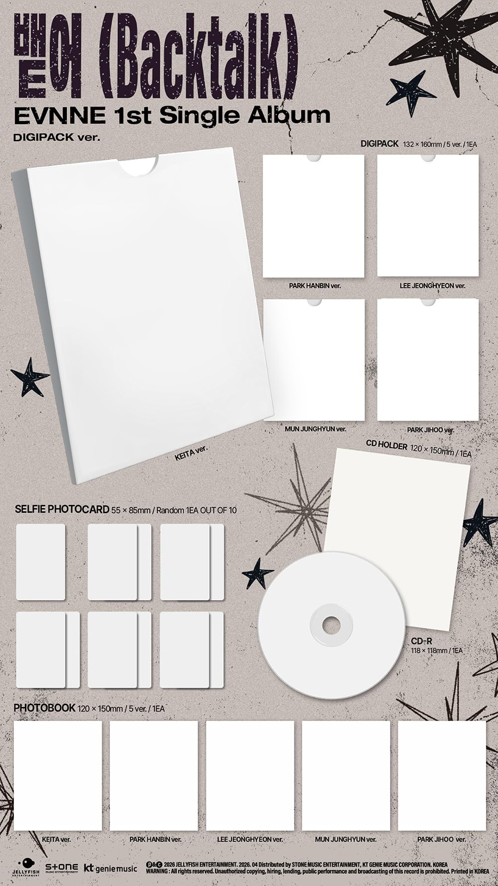 EVNNE - Backtalk [Digipack 5 Ver Set] 1er álbum individual
