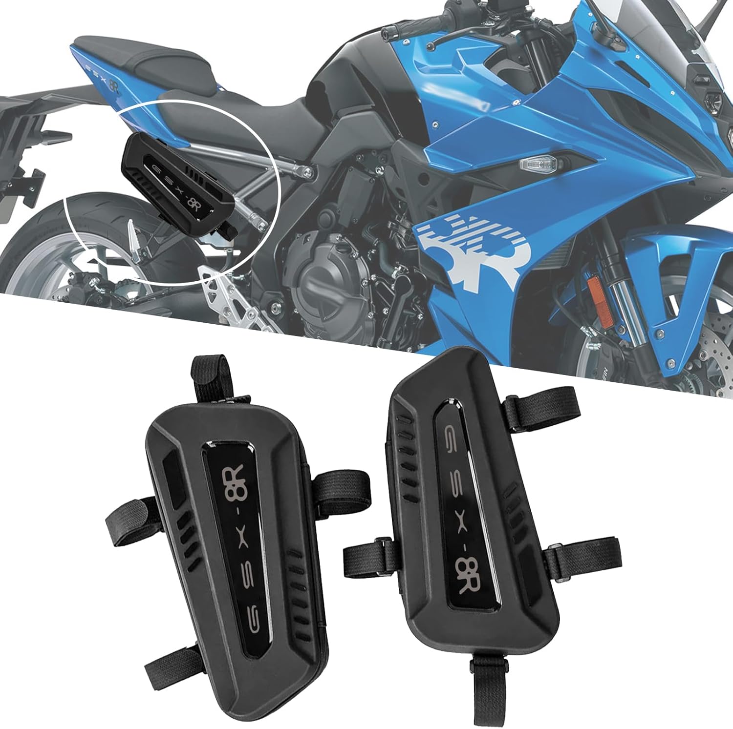 For GSX-8T GSX-8TT GSX-8R GSX-8S Motorcycle saddle bag waterproof triangle frame bag hard shell side hanging bag seat tube accessories storage bag (GSX-8R)