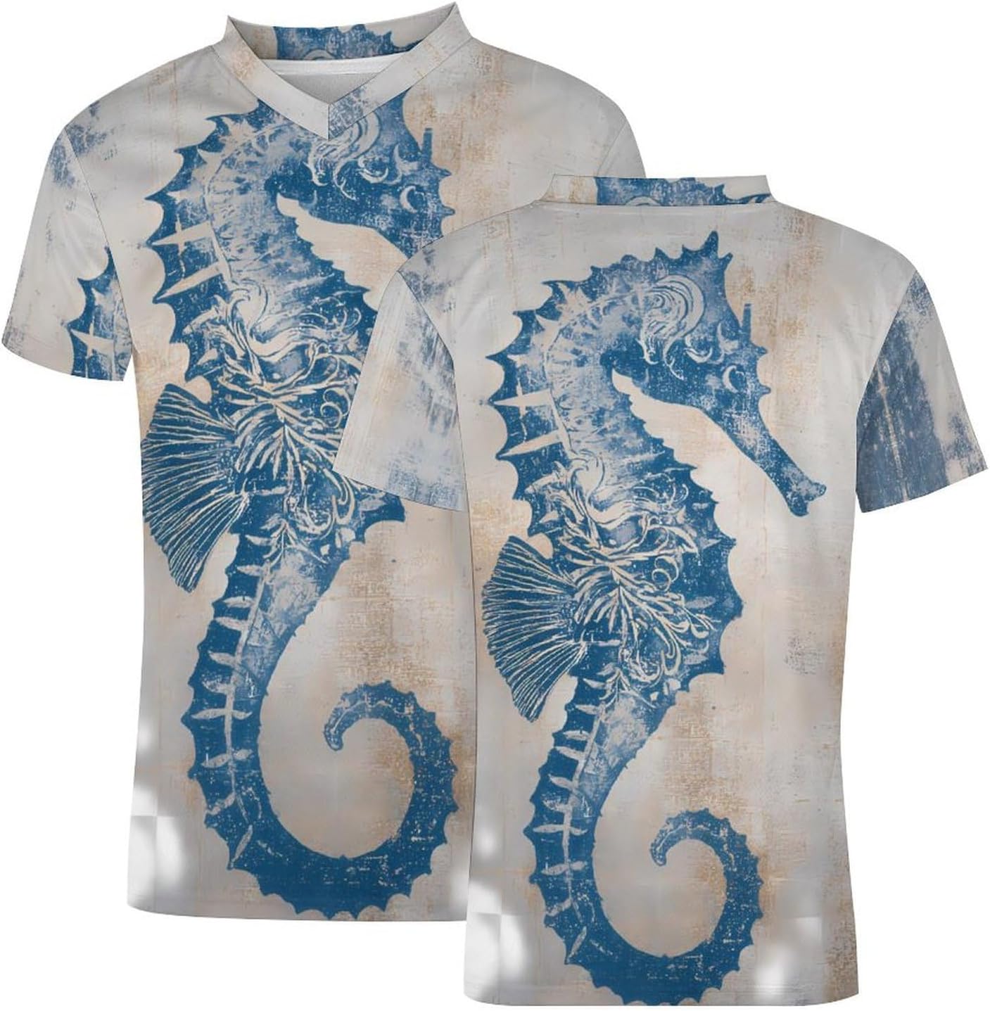 Vintage Seahorse Floral Personalized Soccer Jersey Mens T-Shirts Sports Tops