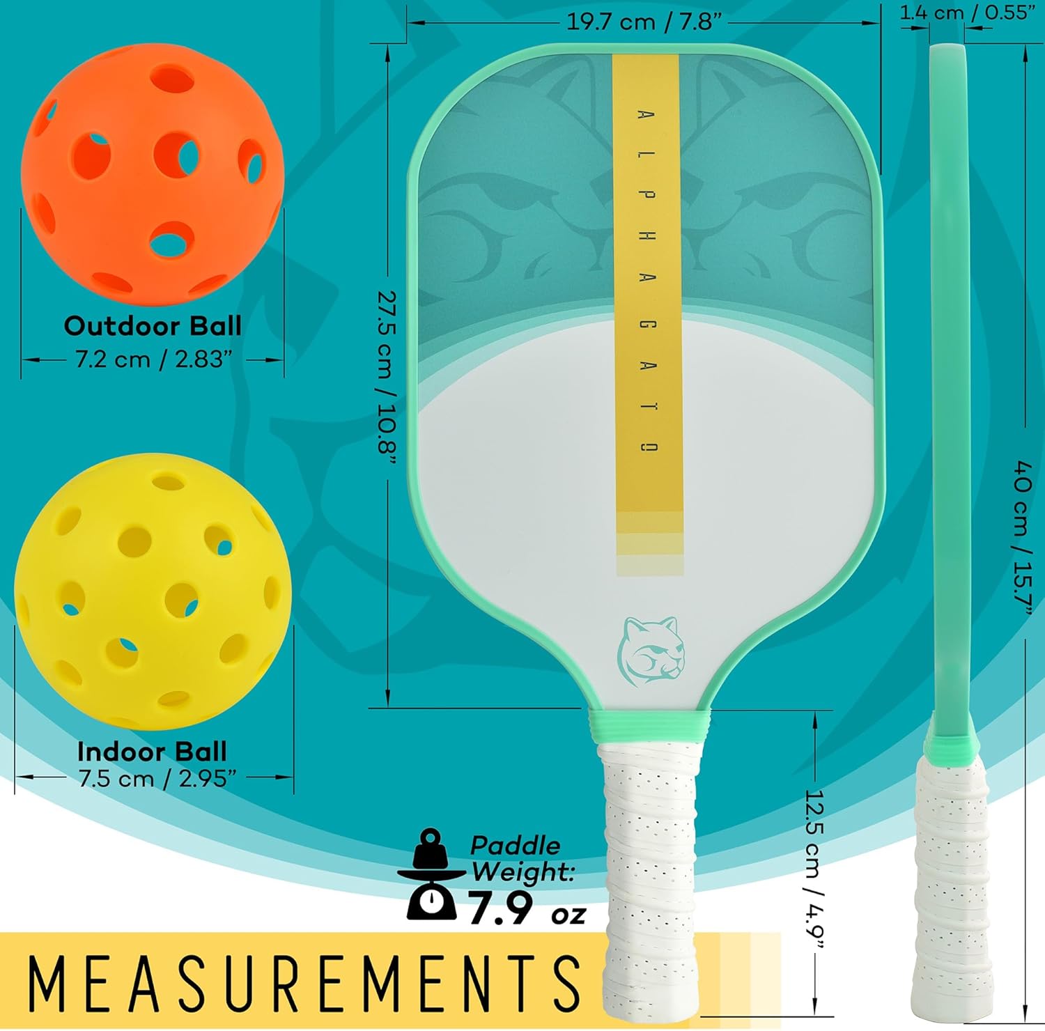 Carbon Fiber Pickleball Paddle Set – 2 Lightweight Paddles, 4 Balls, and Carrying Case – Perfect for Adults and Teens, Complete Pickleball Set