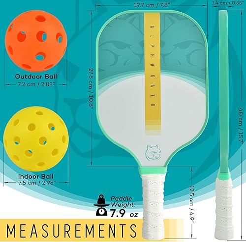 Miniatura 2 de Juego de 2 palas de pickleball de fibra de carbono con 2 paletas, funda de transporte, 4 bolas, juego de 2 paletas ligeras con 4 bolas, 1 bolsa,