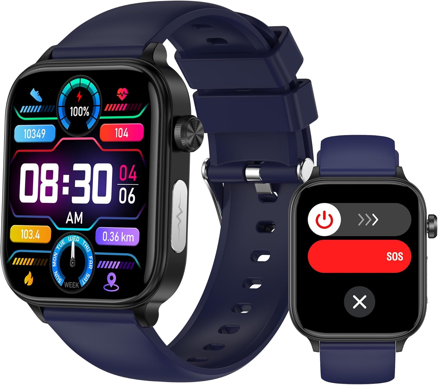 Smart Watch for Women Men (Answer/Dial) 1.96″ IPS Smartwatch, 24/7 Heart Rate/Blood Oxygen/Blood Pressure/Sleep Monitor, Blood and Body Composition,100+ Sports Modes Fitness Tracker (Blue)