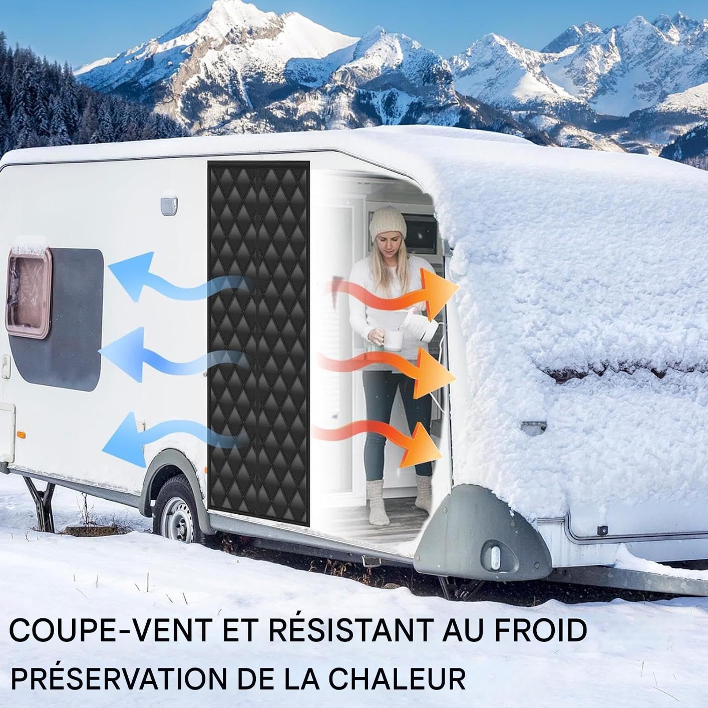 Rideaux Isolants pour Porte De Camping-Car Écran Anti-Vent 84 x 203 cm