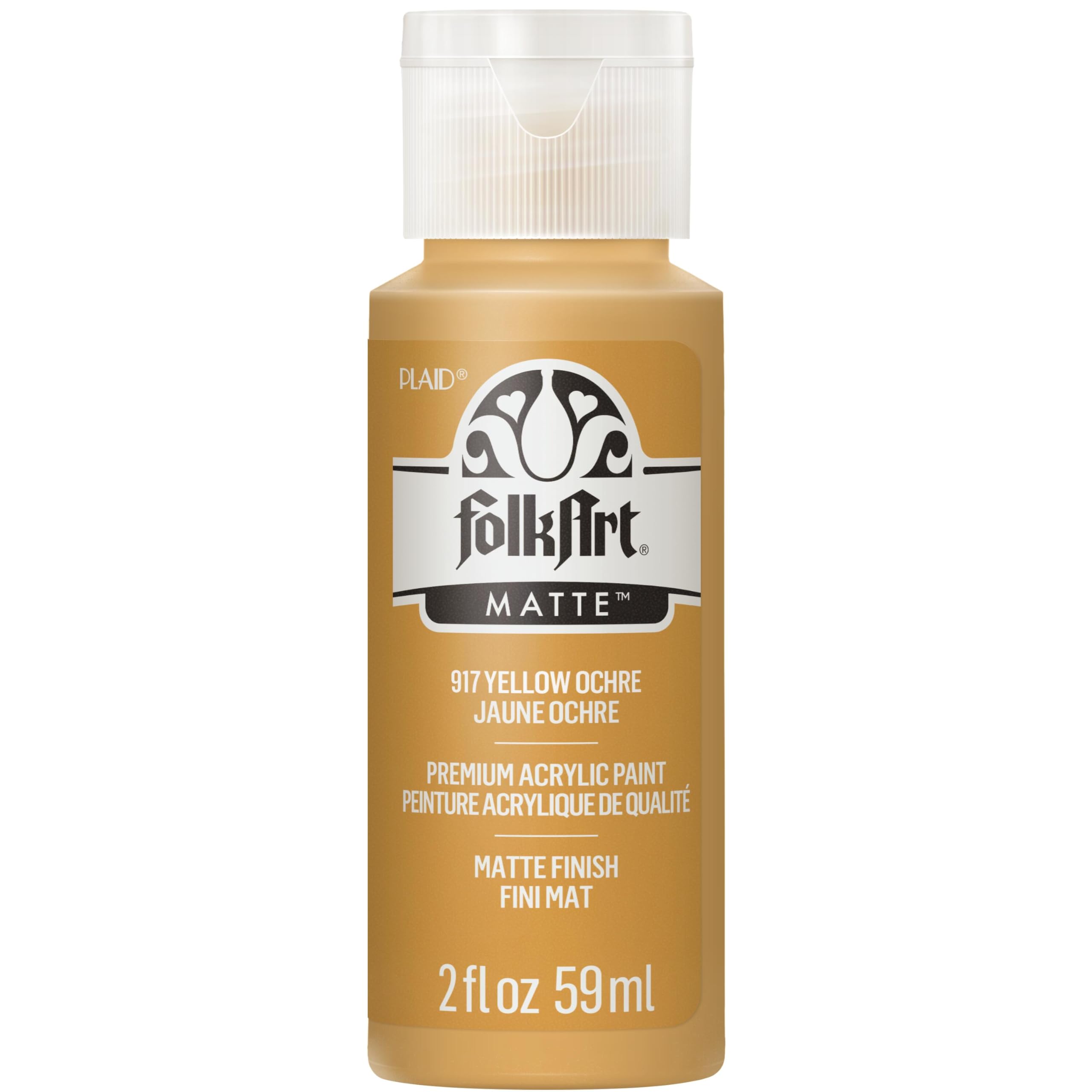 FolkArt Acrylic Paint in Assorted Colors (2 oz), 917, Yellow Ochre