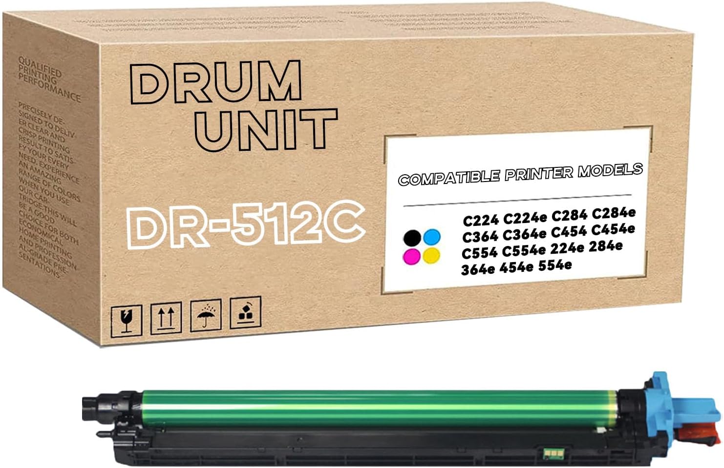DR512 DR-512K DR-512C Drum Unit Compatible for Konica Minolta Bizhub C224 C224e C284 C284e C364 C364e C454 C454e C554 C554e Printer (120,000 Page Yield) Cyan