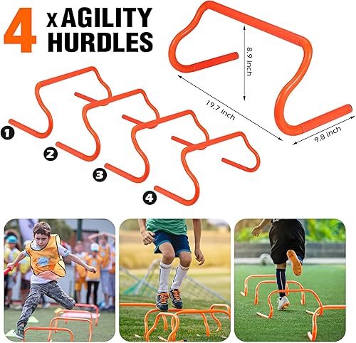 Miniatura 5 de Soccer Training Equipment, Speed Agility Training Equipment for Kids Youth Adults, 20ft Agility Ladder, 4 Hurdles, Jump Rope, 12 Soccer Cones,