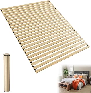 UISEBRT Bed frame made of red pine, 23 slats 160 x 200 cm, wooden slats with black elastic band, suitable for all types of mattress, max. load: 300 kg