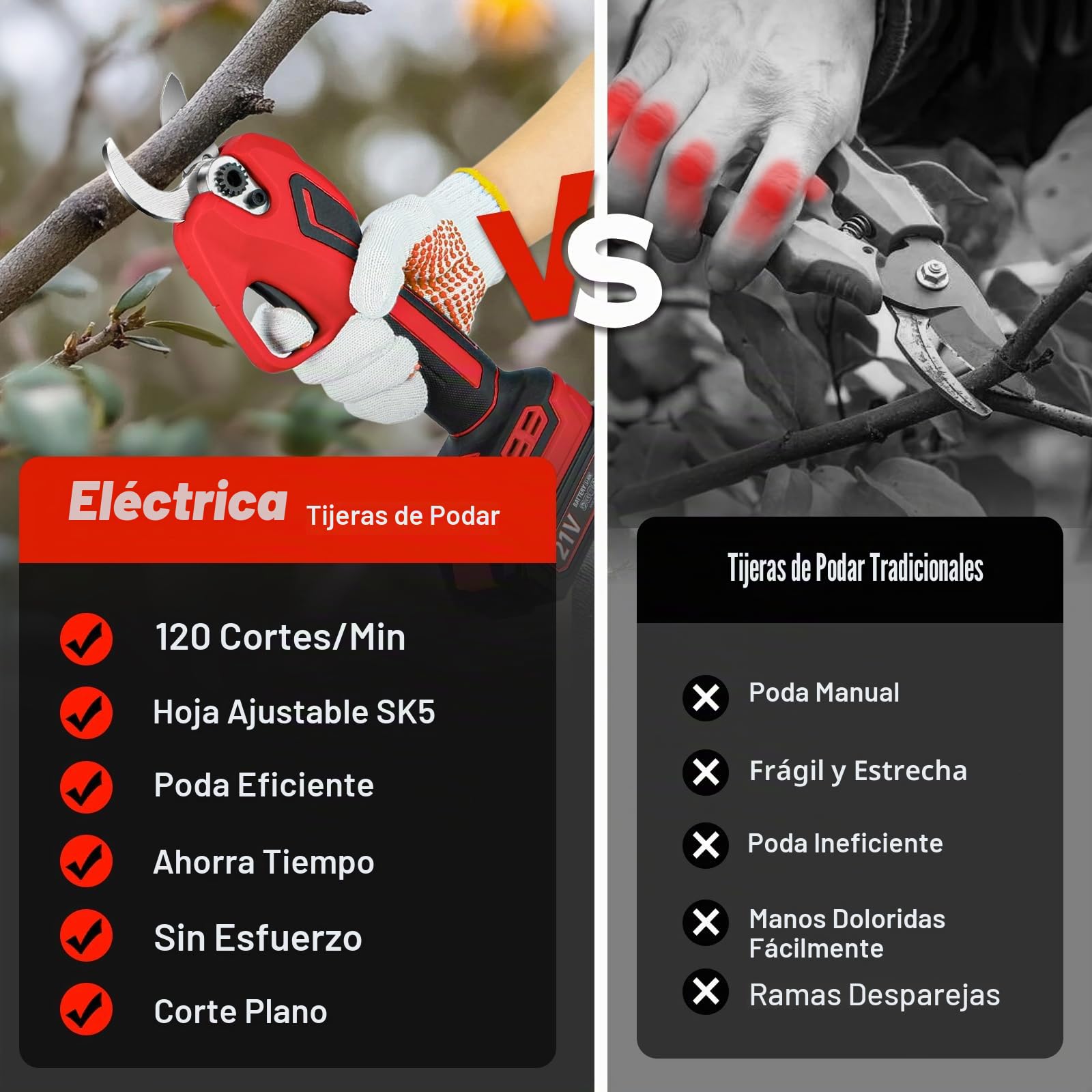 Tijeras de jardín eléctricas para batería Makita de 18V, tijeras de poda de batería de 600W profesionales con 2 baterías de 2000mAh, tijeras de jardín sin escobillas manuales con diámetro de corte de