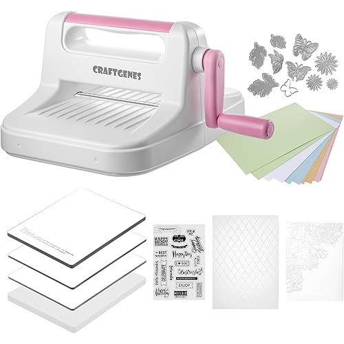 Die Cutting Machine and Embossing Machine – 6'' Opening Size for Cardmaking, Scrapbooking, and DIY Crafts – Complete Set with A5 Die Cuts, Embossing Folders, and Plates(Pink)