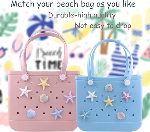 Miniatura 3 de Jooggy - Bolsas de playa de goma para agujeros, accesorios de bolsa, dijes decorativos de conchas de estrella de mar para mujeres, niñas, viajes,