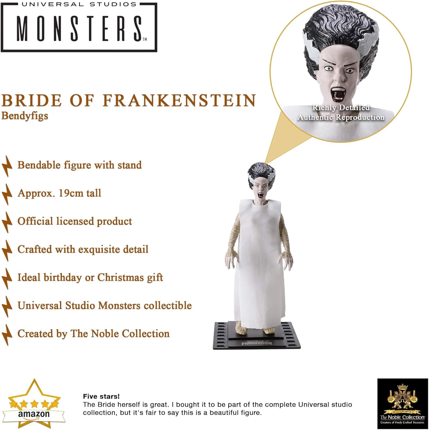 BendyFigs The Noble Collection Universal Monsters Bride of Frankenstein