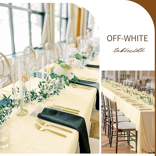 Miniatura 7 de Paquete de 8 manteles de 60 x 102 pulgadas, color beige para mesas rectangulares de 6 pies, resistentes a las manchas y a las arrugas, mantel de