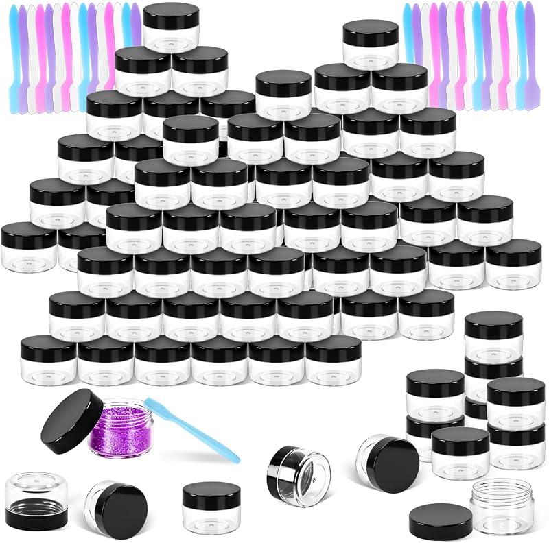 MotBach Frascos Plásticos Transparentes com Tampa Preta, 15 g, Pacote com 40