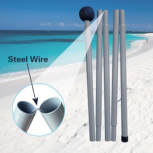 Miniatura 6 de Toldo de playa, tienda de campaña de playa, refugio solar de 11 x 11 pies, incluye manta de playa UPF50+, protección solar resistente al viento, 4