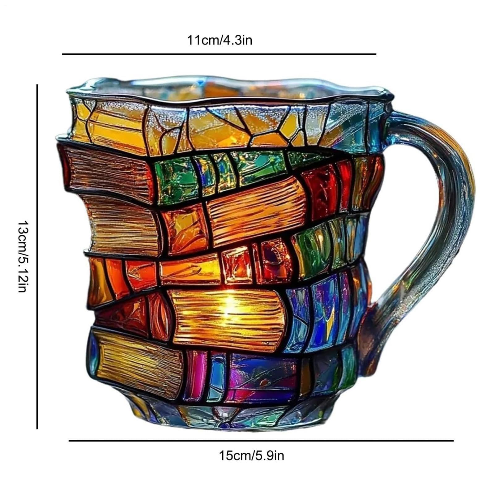 Buch Tasse Gemalt | 3D Buch Kaffeetasse 350ml | Handbemalte Tasse Für Buchliebhaber & Lehrer