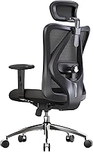 SIHOO M18 Ergonomic Office Chair for Big and Tall People Adjustable Headrest with 2D Armrest Lumbar Support and PU Wheels Swivel Tilt Function Black