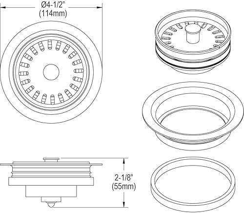 Miniatura 2 de Elkay LKQD35WH - Brida trituradora de polímero con colador de cesta extraíble y tapón de goma, color blanco