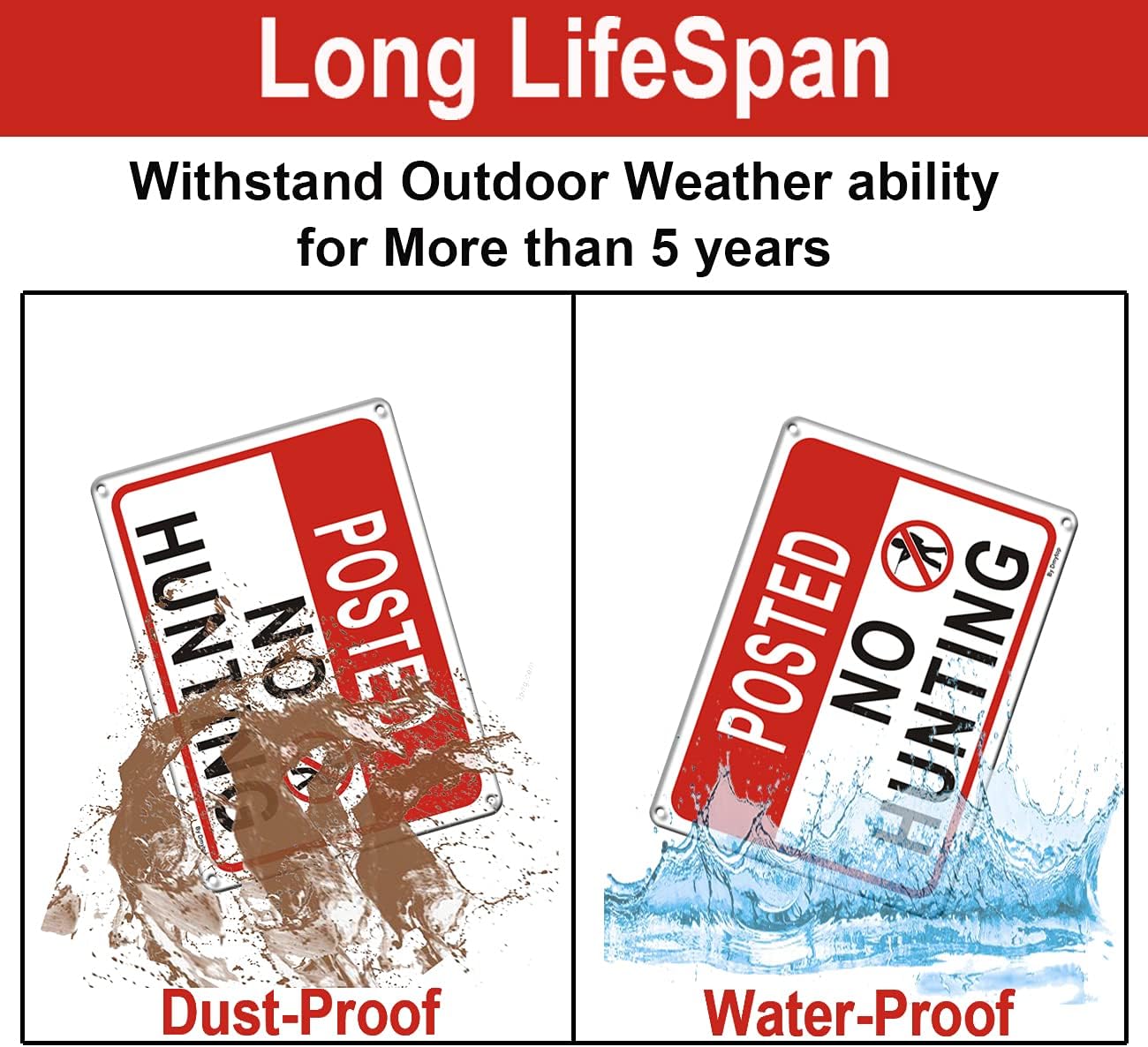 Large Posted No Hunting Warning Sign Private property, 14 x 10 Inches Rust Free Aluminum, Weather/Fade Resistant, Easy Mounting, Durable Ink 2 Pack