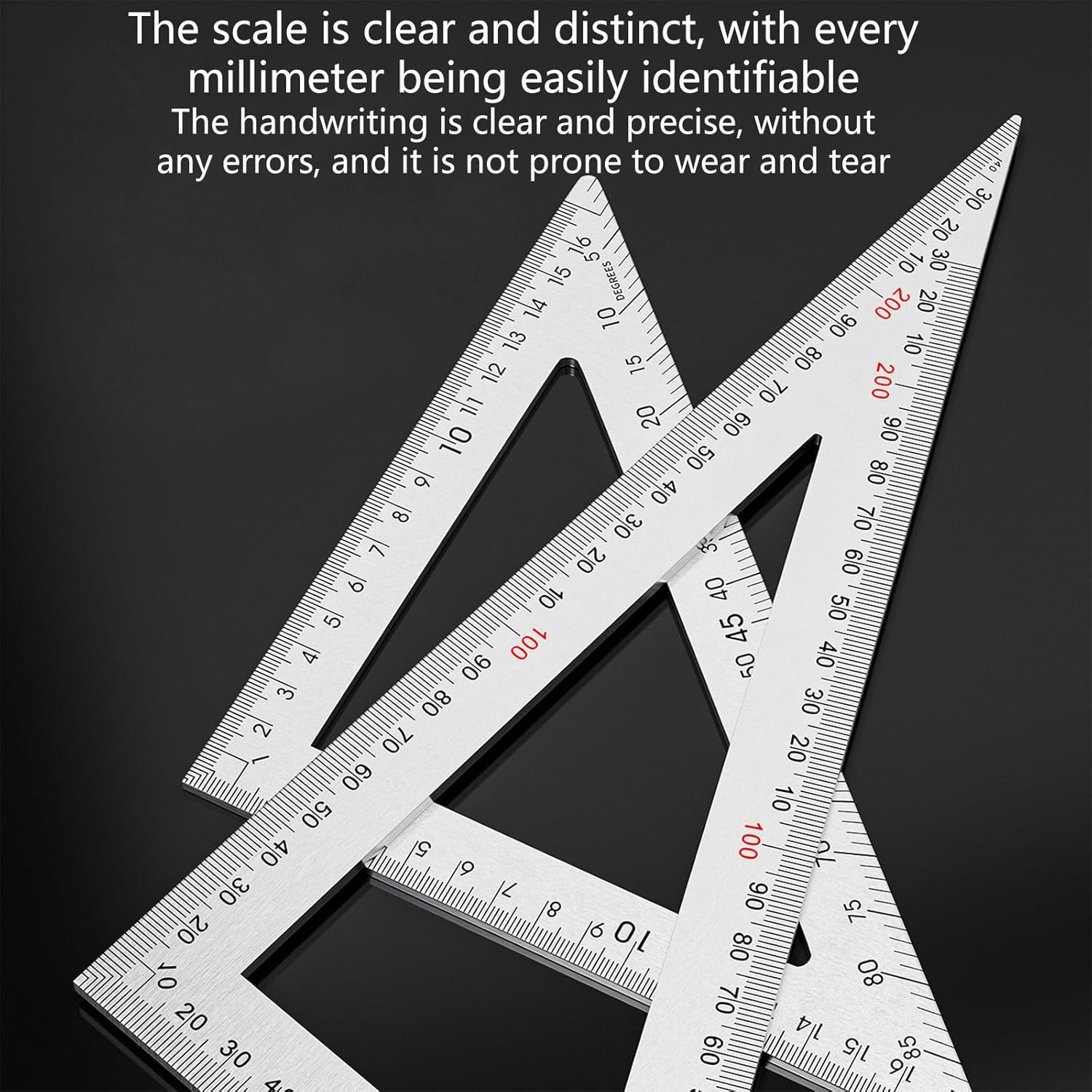 Multifunction Carpenter Square Stainless Steel Triangular Ruler Double Side Scale for Woodworking Measurement