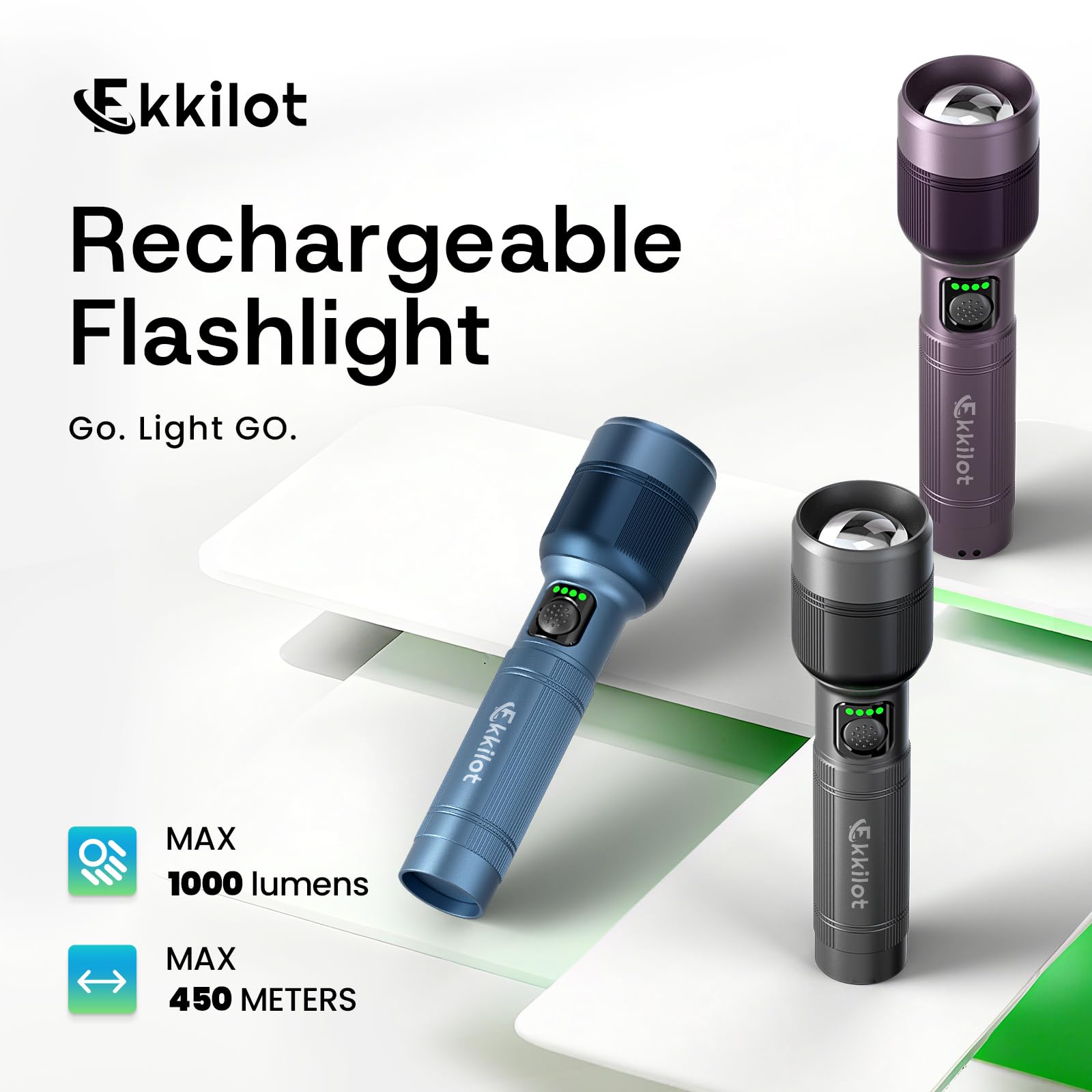 Linterna LED recargable de alta potencia, luz flash de aluminio superbrillante con estroboscópico de emergencia, modos de iluminación duales, zoom, IPX5 resistente al agua para exteriores y