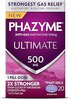 Phazyme Ultimate Gas Bloating Relief Works in Minutes 500 mg Simethicone Fast Gels, 20 Count