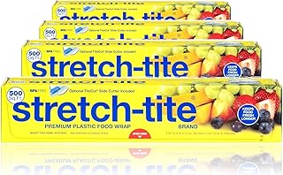 Premium Plastic Food Wrap, 500 Sq. Ft., 516.12-Ft. x 11.5/8-Inch (500 Sq Ft (Pack of 4))