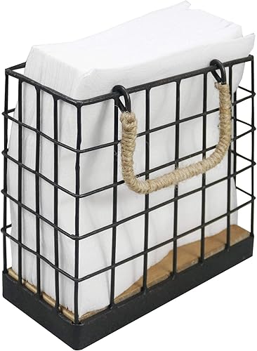 Miniatura 9 de NIKKY HOME Servilletero de granja, dispensador de pañuelos rústico, organizador de papel independiente para toallas de mano, bandeja de servilletas