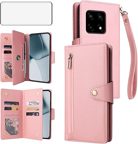 Asuwish Funda de teléfono para OnePlus 10 Pro One Plus 10Pro 5G Funda tipo cartera y protector de pantalla de vidrio templado, soporte para tarjetas