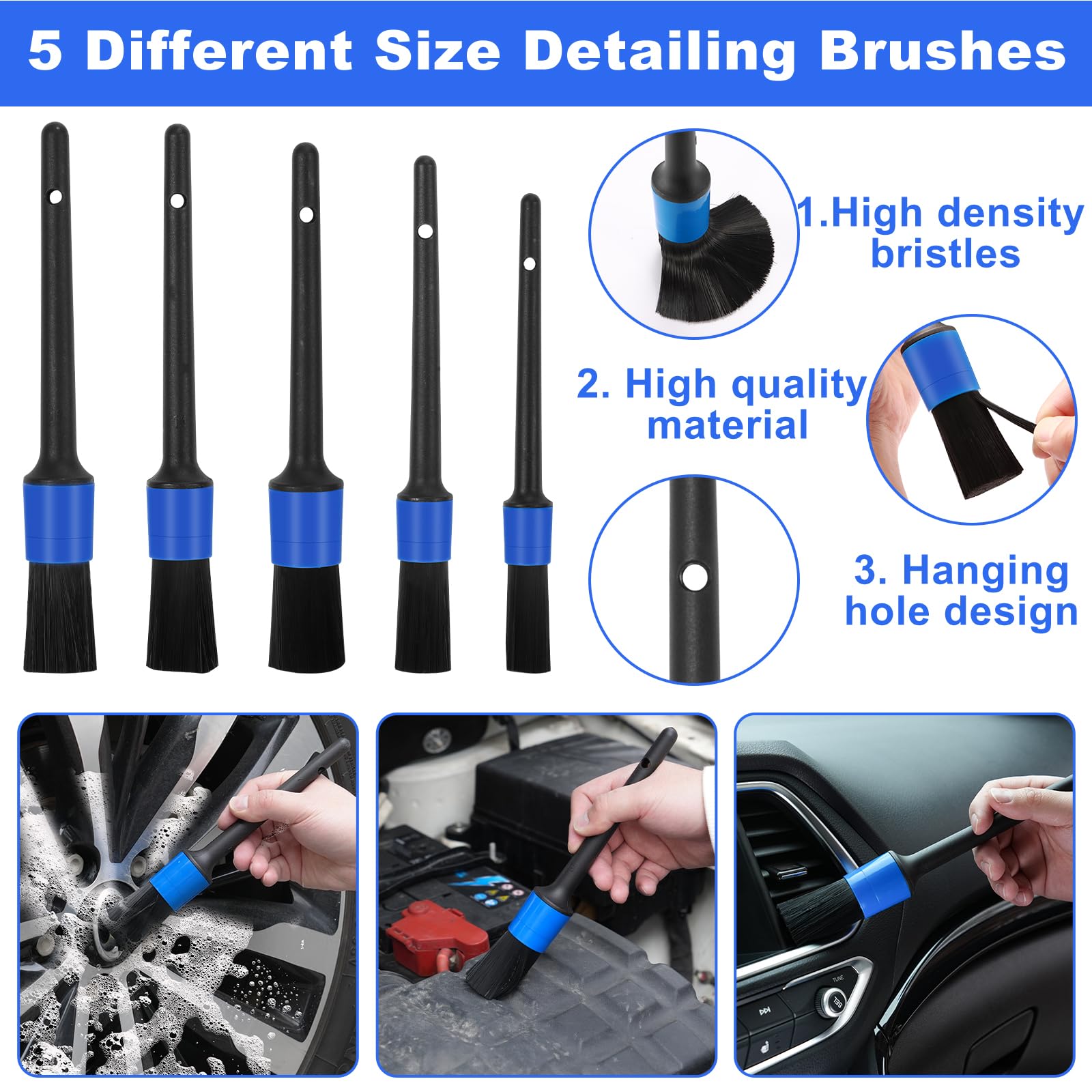 Herramienta limpiadora de parabrisas, kit de limpieza interior de automóvil de 14 piezas, kit de limpieza de interiores de automóvil, cepillos para detalles de automóvil, gel de limpieza de 4