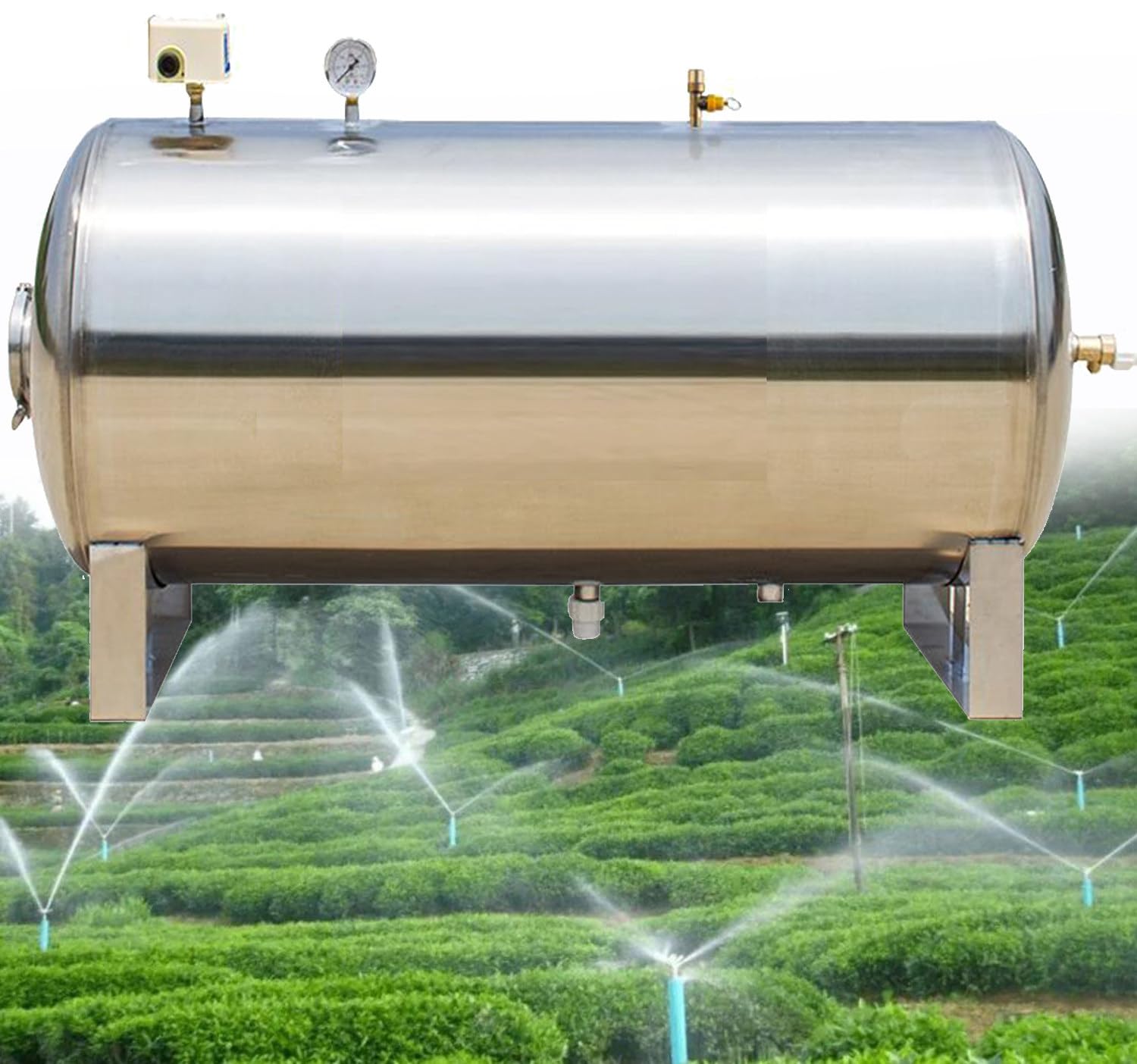 Serbatoio dell'acqua pressurizzato, serbatoio a pressione in acciaio inossidabile per l'approvvigionamento idrico automatico, ideale per case, parchi e agricoltura, capacità 160 litri