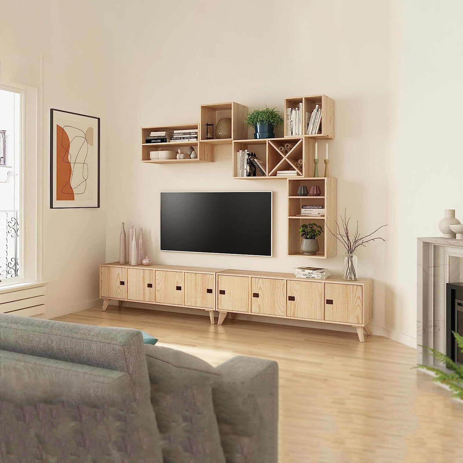 Mondo Viro Libreria componibile in legno Cubo scaffale modulare da muro con vani a giorno (1 vano - cm 36x33 36h)