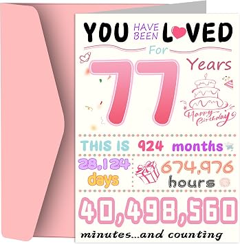 77th Birthday Card, Funny Birthday Decorations for Women, Best 77 Year Old Birthday Gifts for Grandma, Unique Creative Gift for Mother