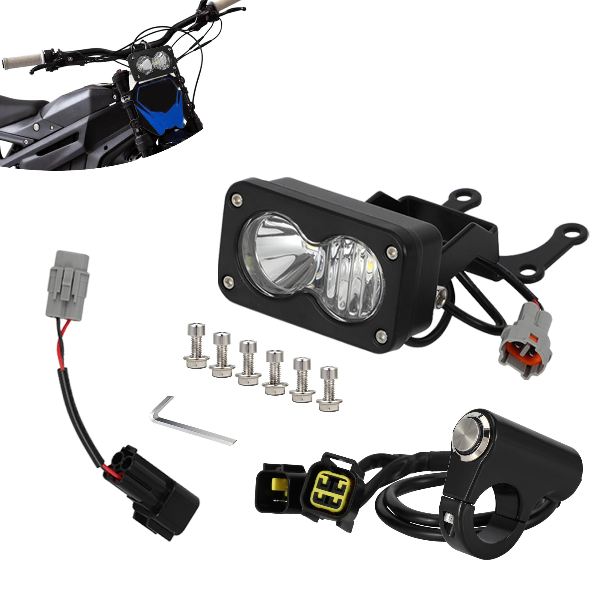 Fari per Motocicletta Luci Anteriori per Moto da Cross per Talaria Sting R MX4 MX3 TL4000 TL3000 per Talaria 4000 con Interruttore Talaria, Luce Bianca