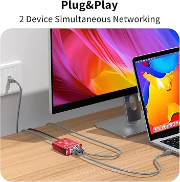 Goalake Ethernet Splitter 1 to 2 High Speed 1000Mbps, Gigabit Ethernet Splitter, LAN Splitter Dual LAN RJ45 Port Router Switch for Cat5/5e/6/7/8 Cable, IEEE 802.3 Compliant Plug and Play