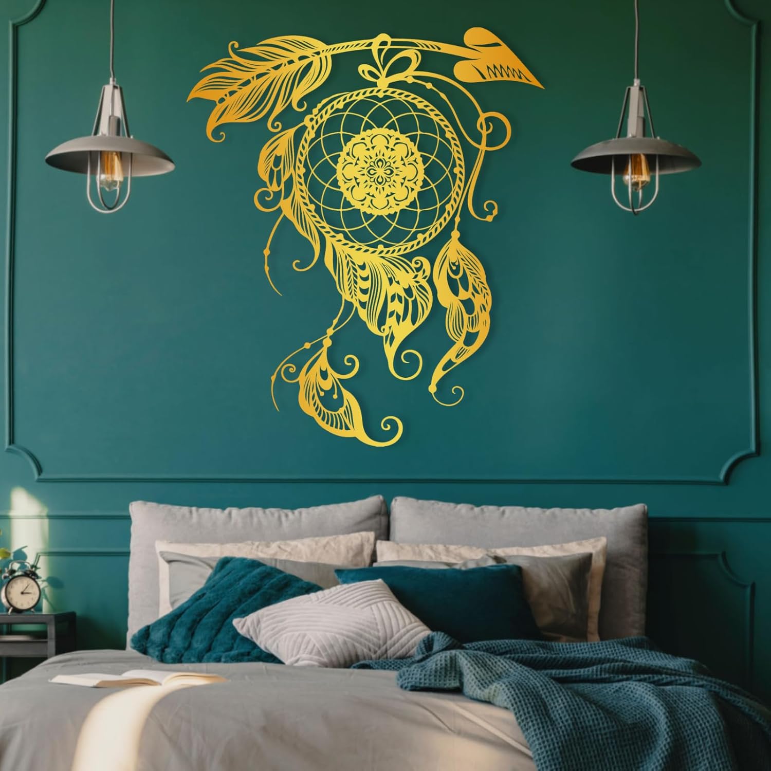 Metal Wall Art Dream Catcher Decor, Dream Catcher Wall Decor Large, Boho Wall Decor, Boho Dream Catcher, Dream Catcher Design, Metal Wall Decor, Interior Decor (Black, 30"x26"/76x66cm)