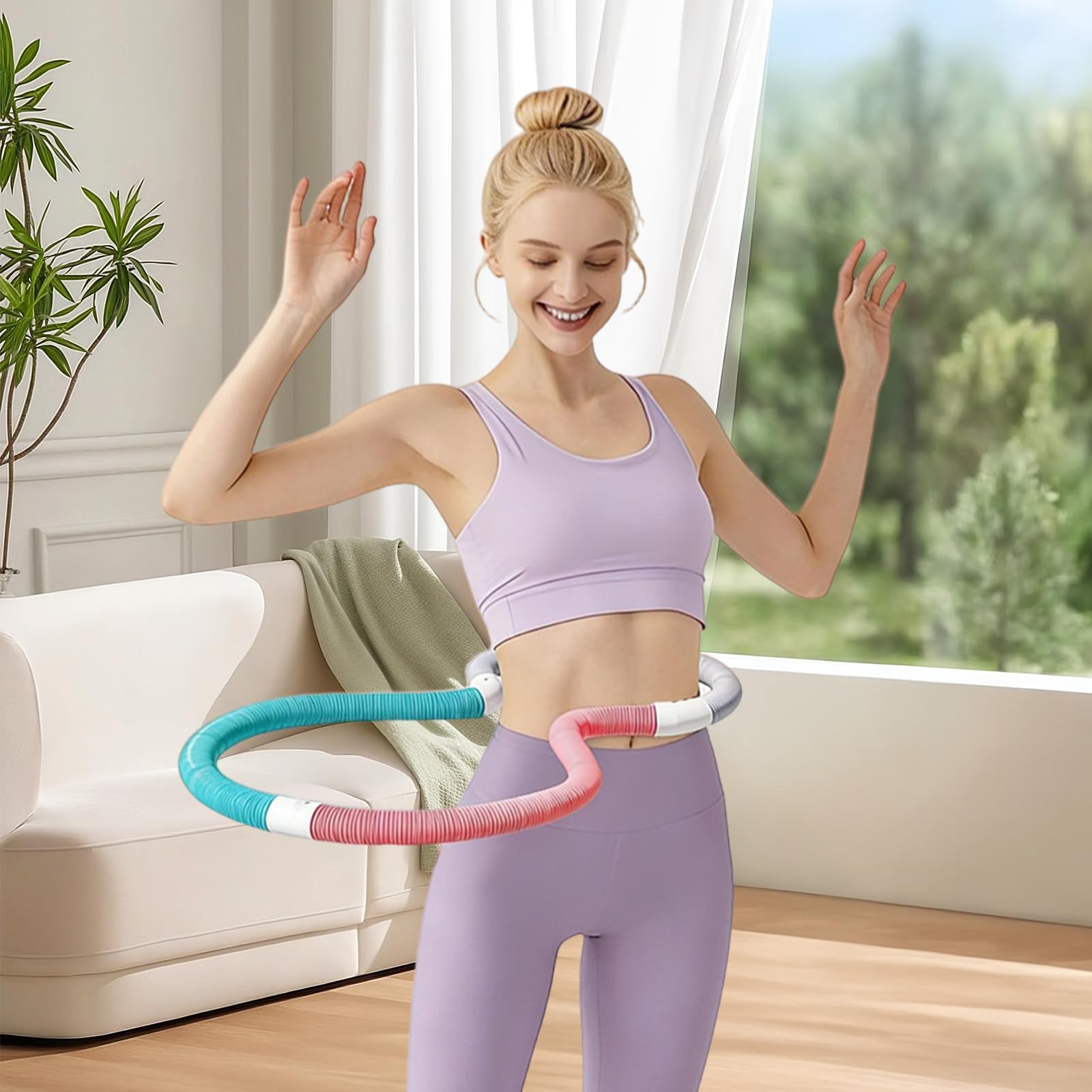 Hula Hoop Morbido Ponderato per Adulti - Morbido Hula Hoop - MorbidoHula Hoopper Dimagrire con Peso - Design con Molla,Struttura Comoda per La Vita,Pieghevole E Portatile