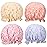 4 Pcs Shower Caps Hat for Women and Girl, Reusable Waterproof Bath Cap Double Waterproof Layers Bird and Heart Pattern
