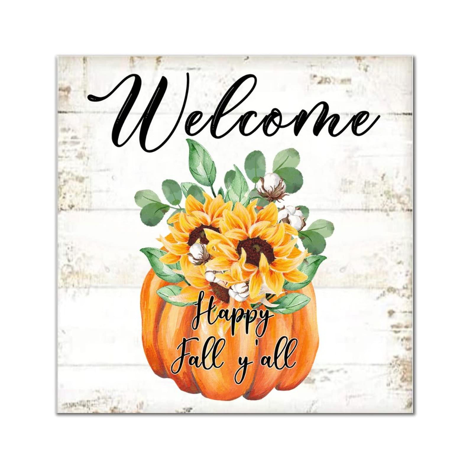 Panneau en bois automnal Welcome Happy Fall décoration murale salon cuisine 30 cm