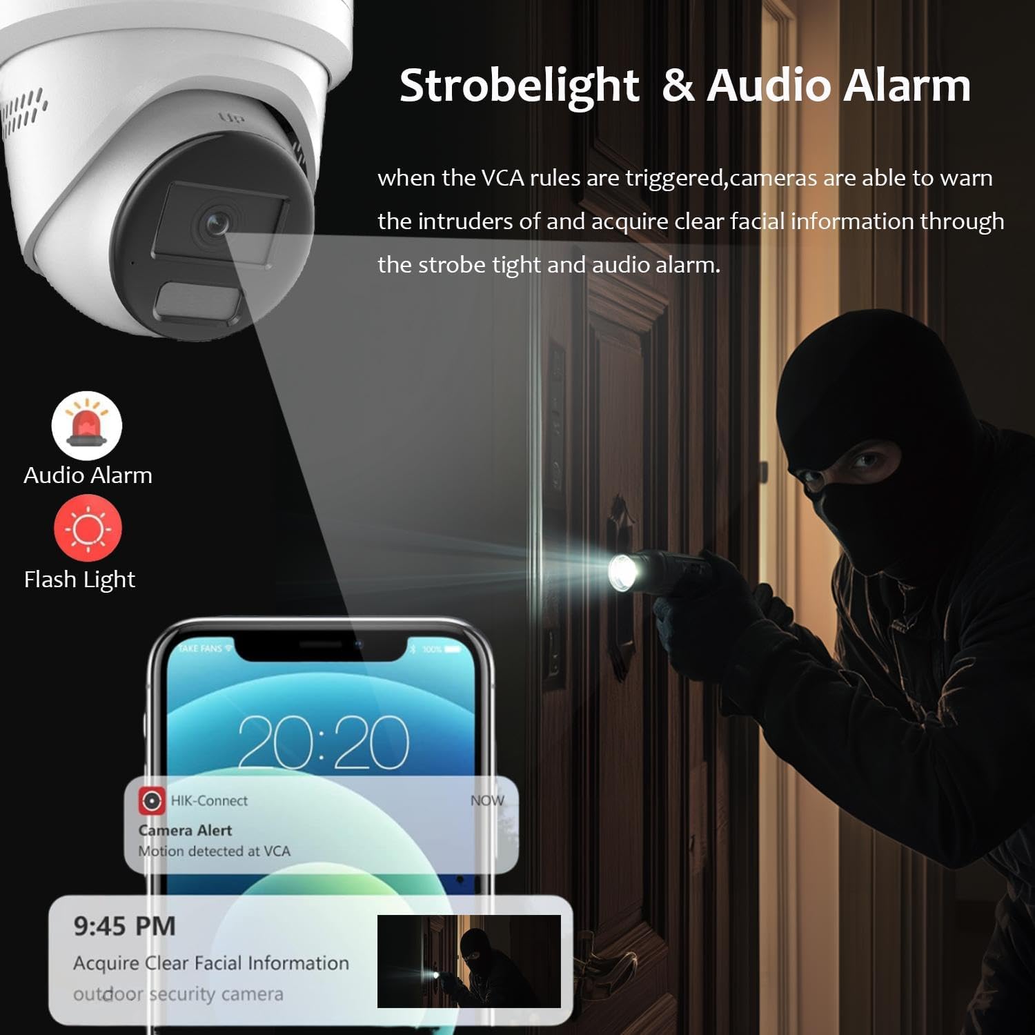 DS-2CD2387G2H-LISU/SL, 4K 8MP Smart Hybrid Light with Color-Vu Turret Dome POE IP Camera, Strobe Light and Audible Warning, 130 dB WDR, H.265+, Built-in Two-way Audio, Human/ Vehicle Detection, IP67