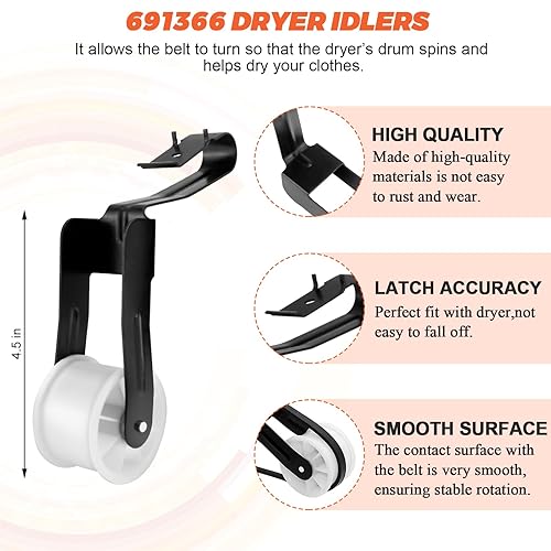 Miniatura 3 de Kit de reparación de mantenimiento de secadora 4392065 actualizado por Beaquicy - Apto para secadora Whirlpool Ken-More Crosley Admiral Amana - El