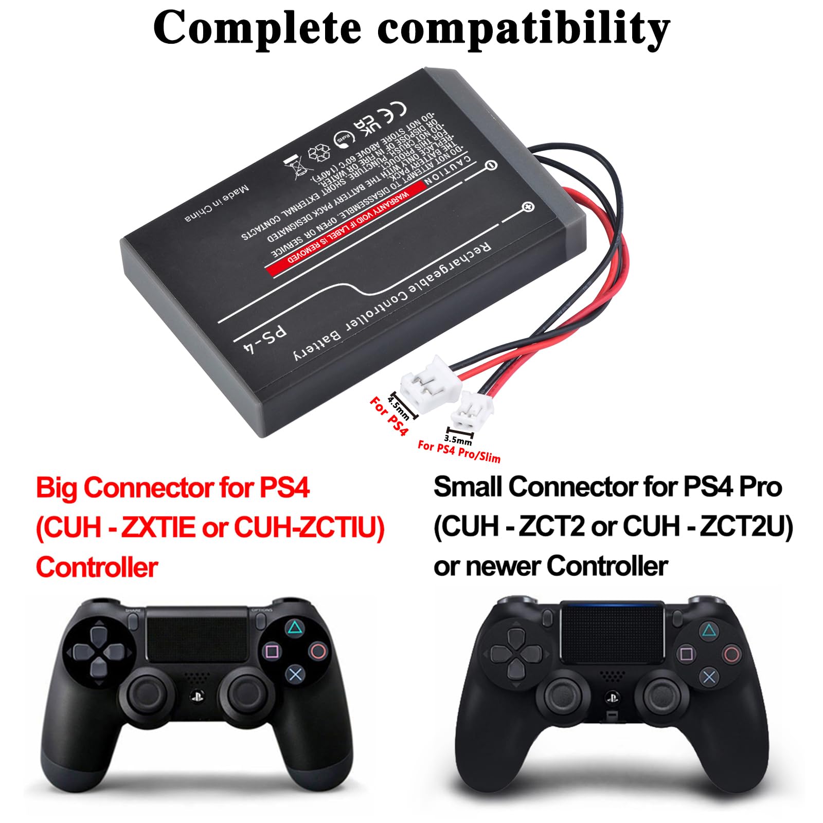 Batmax 2pc 2000mah Lip1522 KCR1410 Akku kompatibel mit Sony PlayStation 4 PS4 Dualshock Controller, Sony PlayStation 4 Slim/pro Dualshock 4 V2 Controller CUH-ZCT2, CUH-ZCT2U CUH-ZCT1E, CUH-ZCT1U