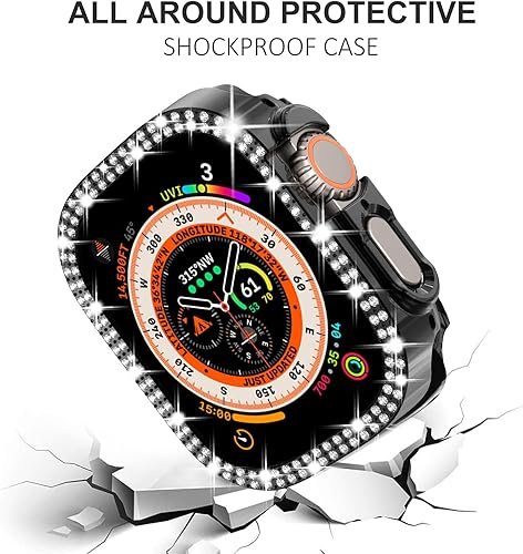 Miniatura 5 de FULLIFE Paquete de 6 fundas para Apple Watch Ultra 2 Series 9 8 7 6 5 4 3 2 1 SE 4945444241401.496 in, marco brillante para iWatch para mujer (1.72