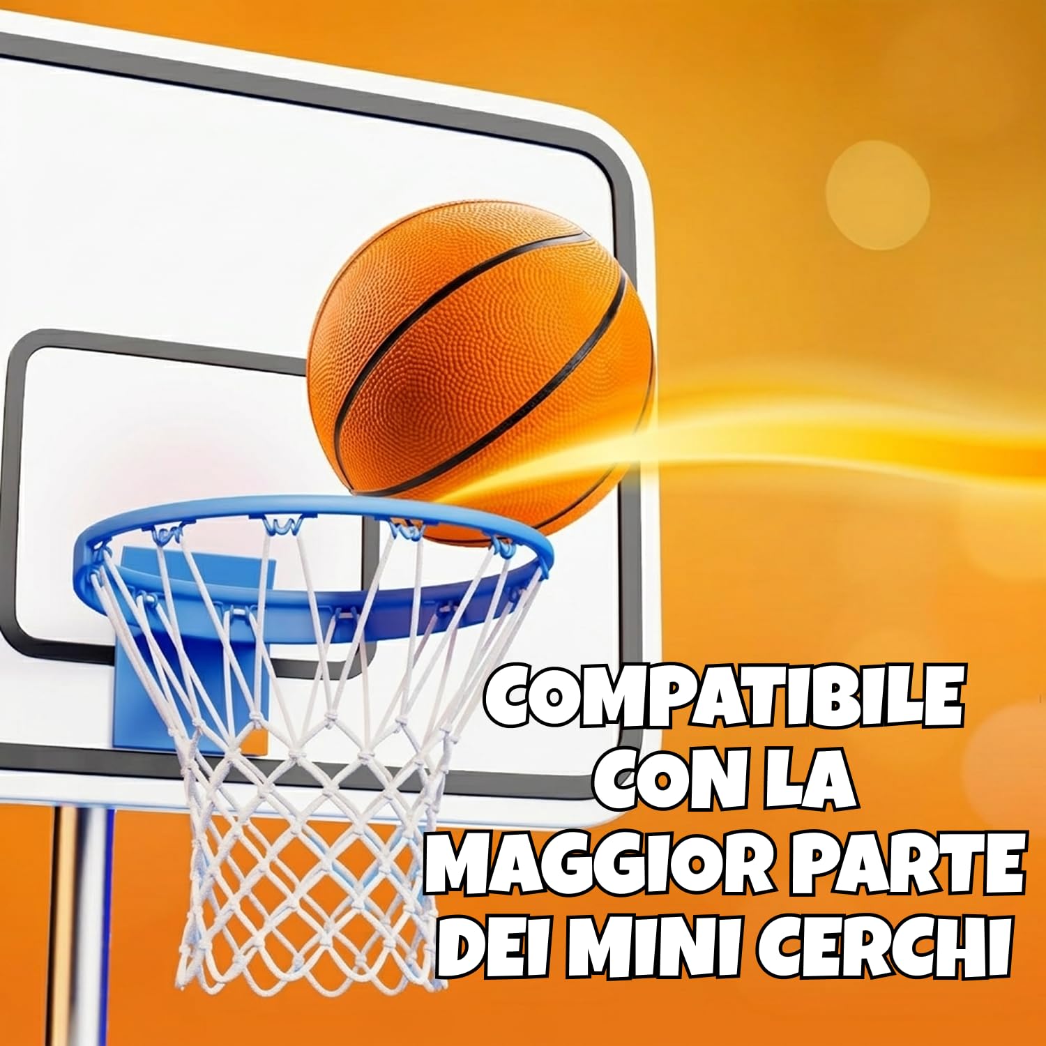 Bedwina Mini Palloni da Basket (2/4) 17,8 cm Misura 3 – Set con Mini Canestro per Interno/Esterno, Piscina, Feste, Giochi Arcade – Idea Regalo per Bambini