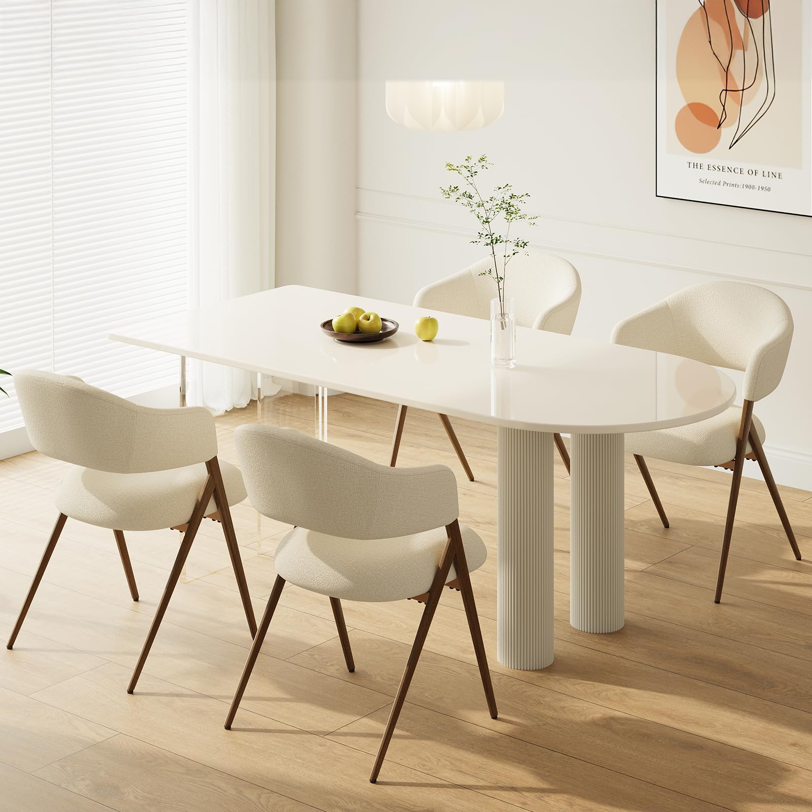 COLAMY Modern Dining Chairs Set of 4 for Home Cafe - 135° Recline & Ergonomic Fabric Seat (Beige)  
COLAMY Reclining Din