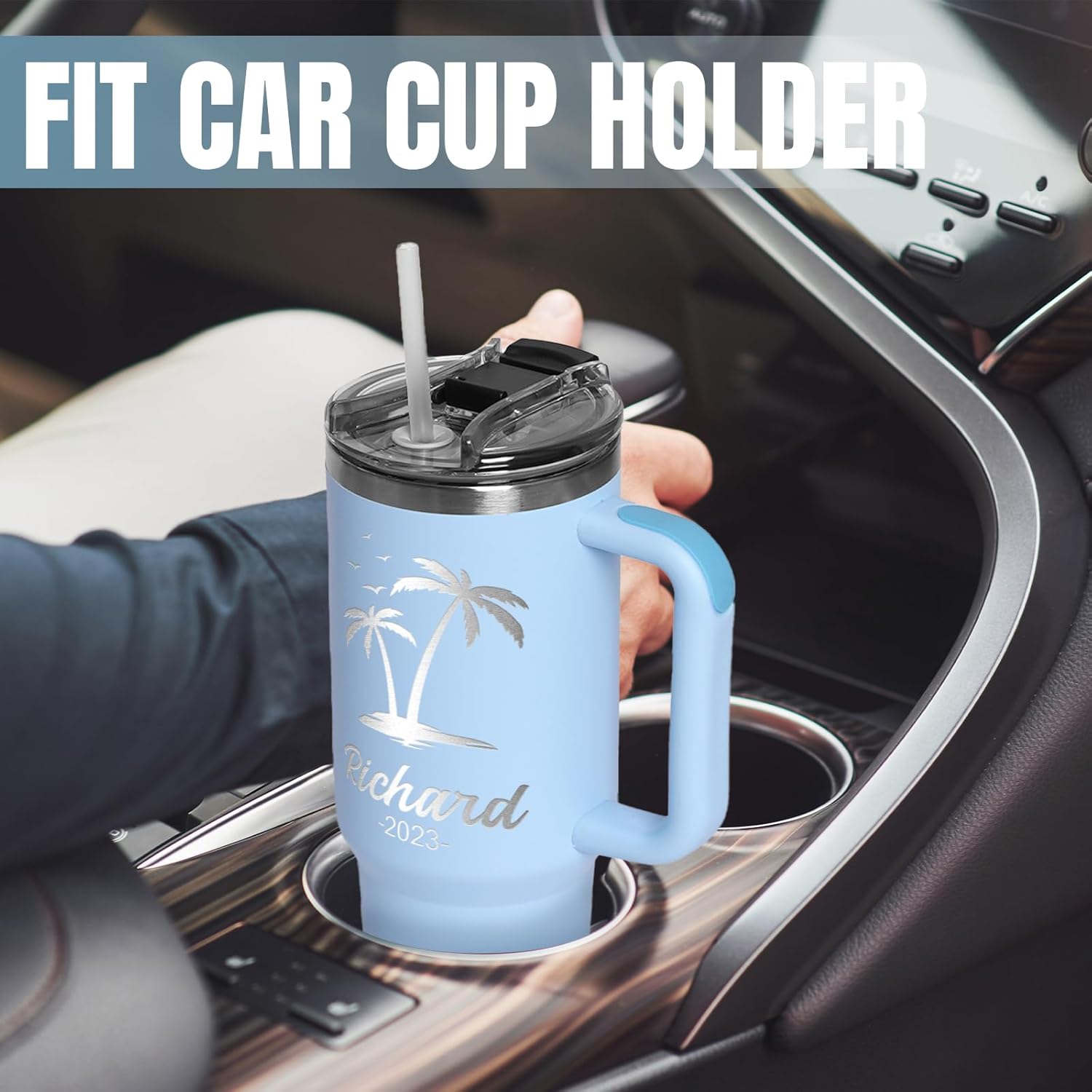 Personalized Tumbler With Name Picture, Custom Insulated Tumbler 40oz with Lids and Optional Straws, Custom Travel Tumblers Personalized, Birthday Gifts for Family Dad Men Friends Christmas office