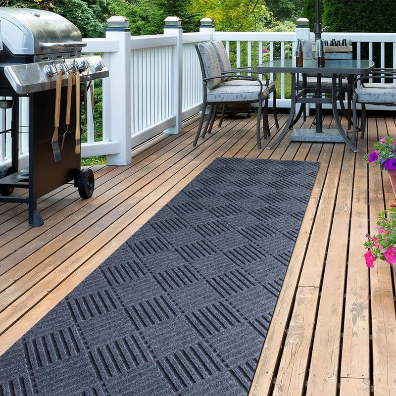 Rugs 1FTx7FT Ultra-Thin Rubber Backing Indoor Area Rugs Washable Runner Rug Hallway Kitchen Runner Mat Non-Shedding Carpet for Laundry Entrance Grey