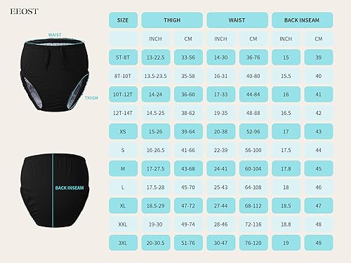 Miniatura 6 de EEOST Pañales de natación reutilizables para jóvenes, para incontinencia, impermeables, a prueba de fugas, unisex (12-14T, negro)