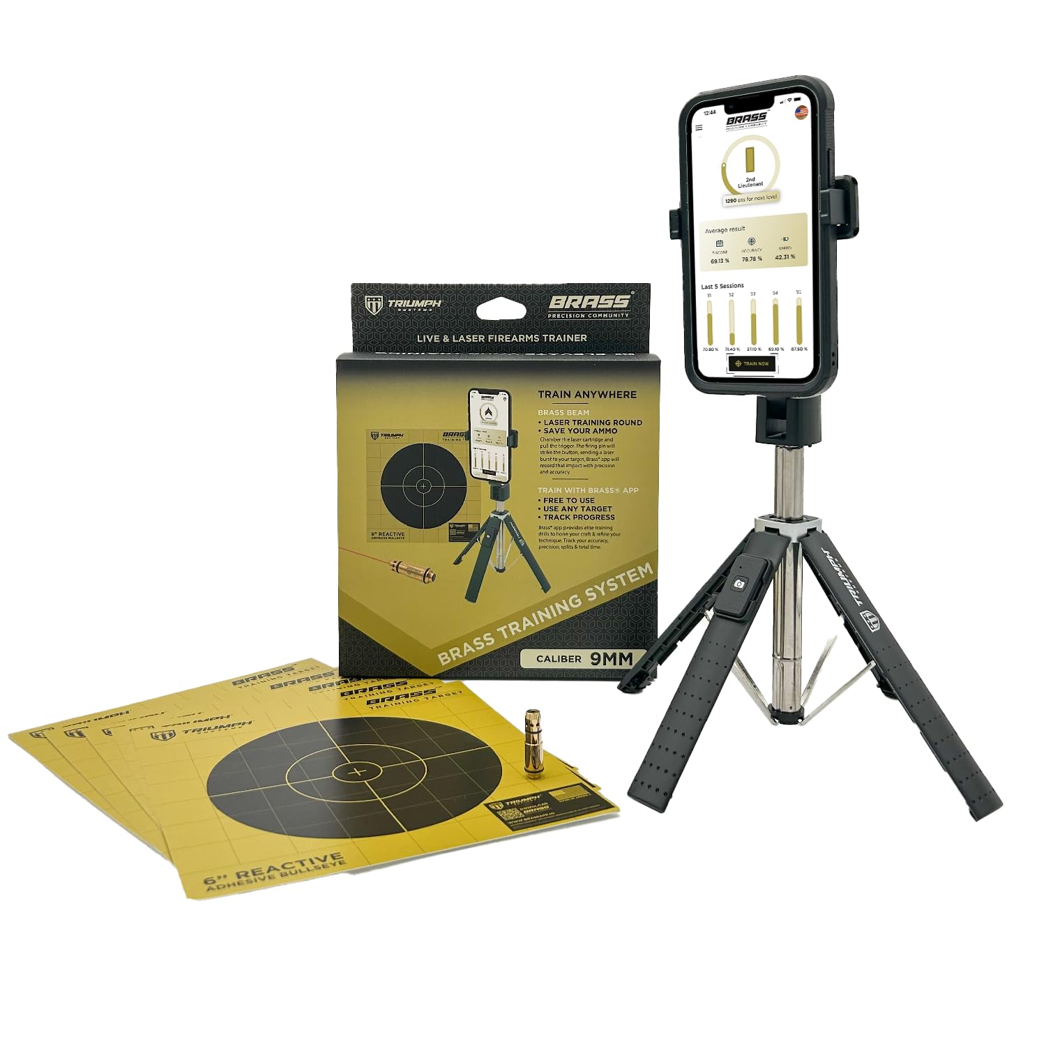 Triumph Systems Brass Dry Fire Laser Training System-Includes Laser, Targets, and Phone Stand