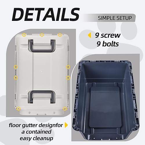 Miniatura 16 de Elevon Perreras de plástico, jaula de plástico para perros, transportadora de mascotas aprobada por aerolíneas para perros y gatos de viaje más