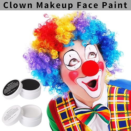 Vista 24 de MEICOLY Kit de maquillaje de payaso, pintura corporal blanca y negra para Halloween, Devil Joker Zombi, Vampire Skeleton SFX, pintura corporal